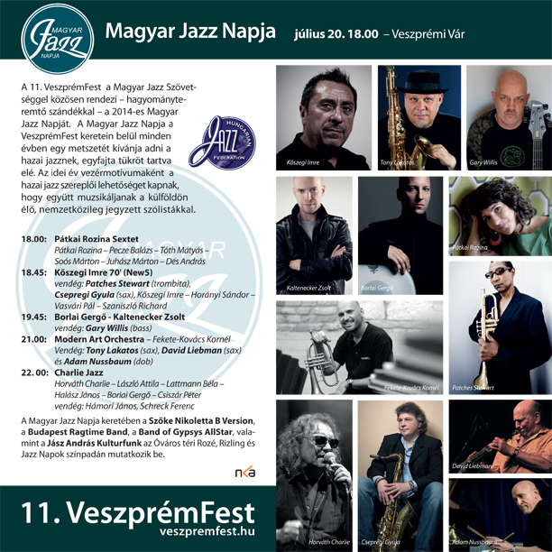 Magyar Jazz Napja a 11. Veszprémfesten!