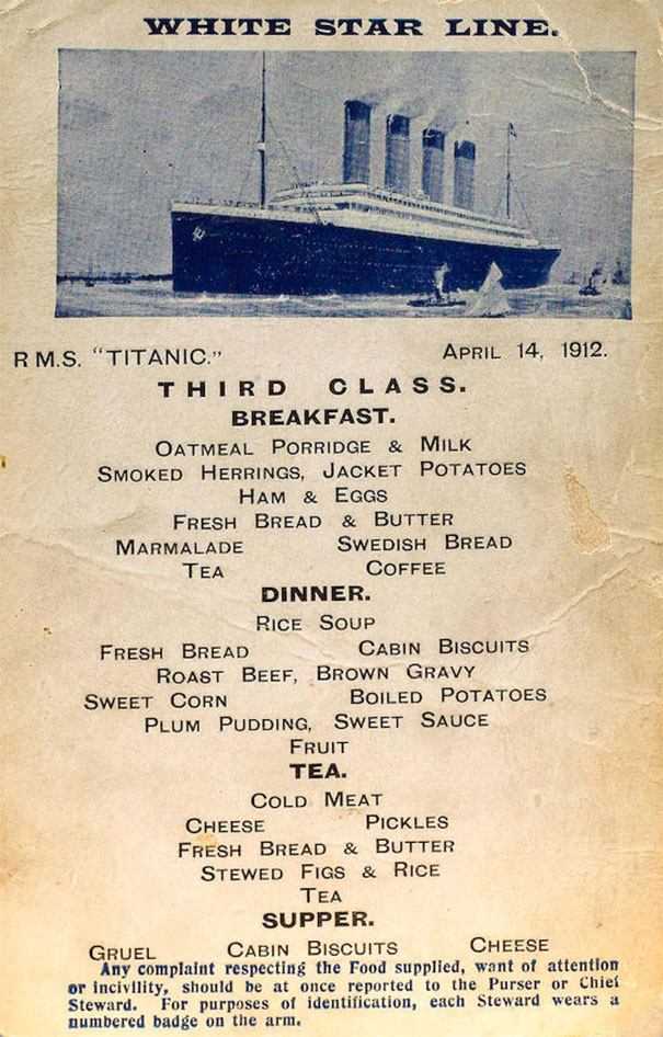 Előkerült a Titanic étlapja