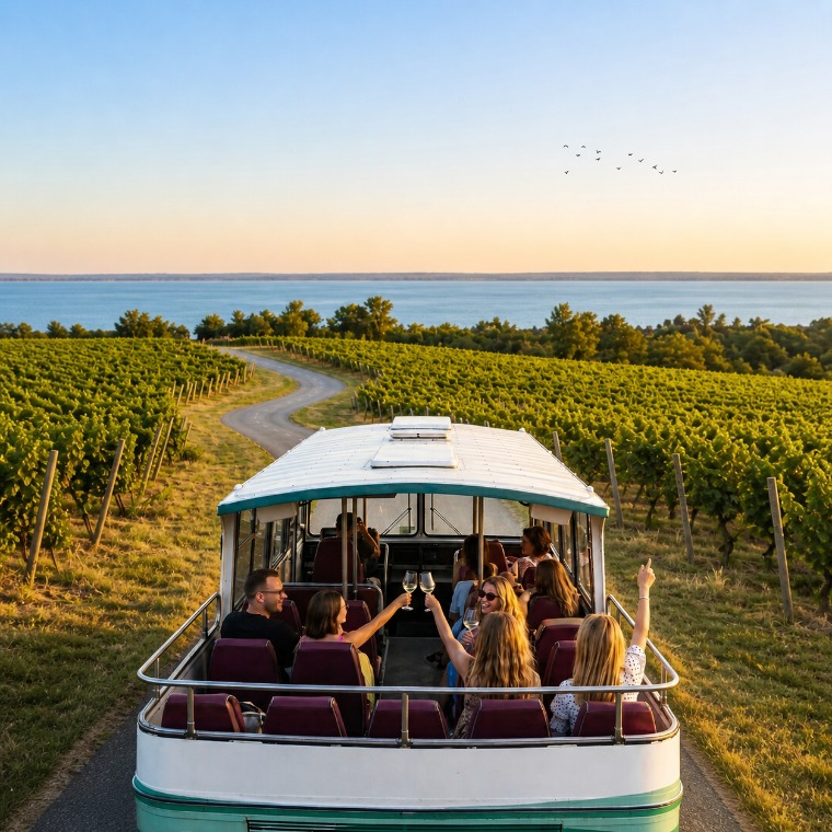 Kipróbáltuk a Balaton új borbuszát – ilyen egy bortúra, ahol nem kell sofőrt választani