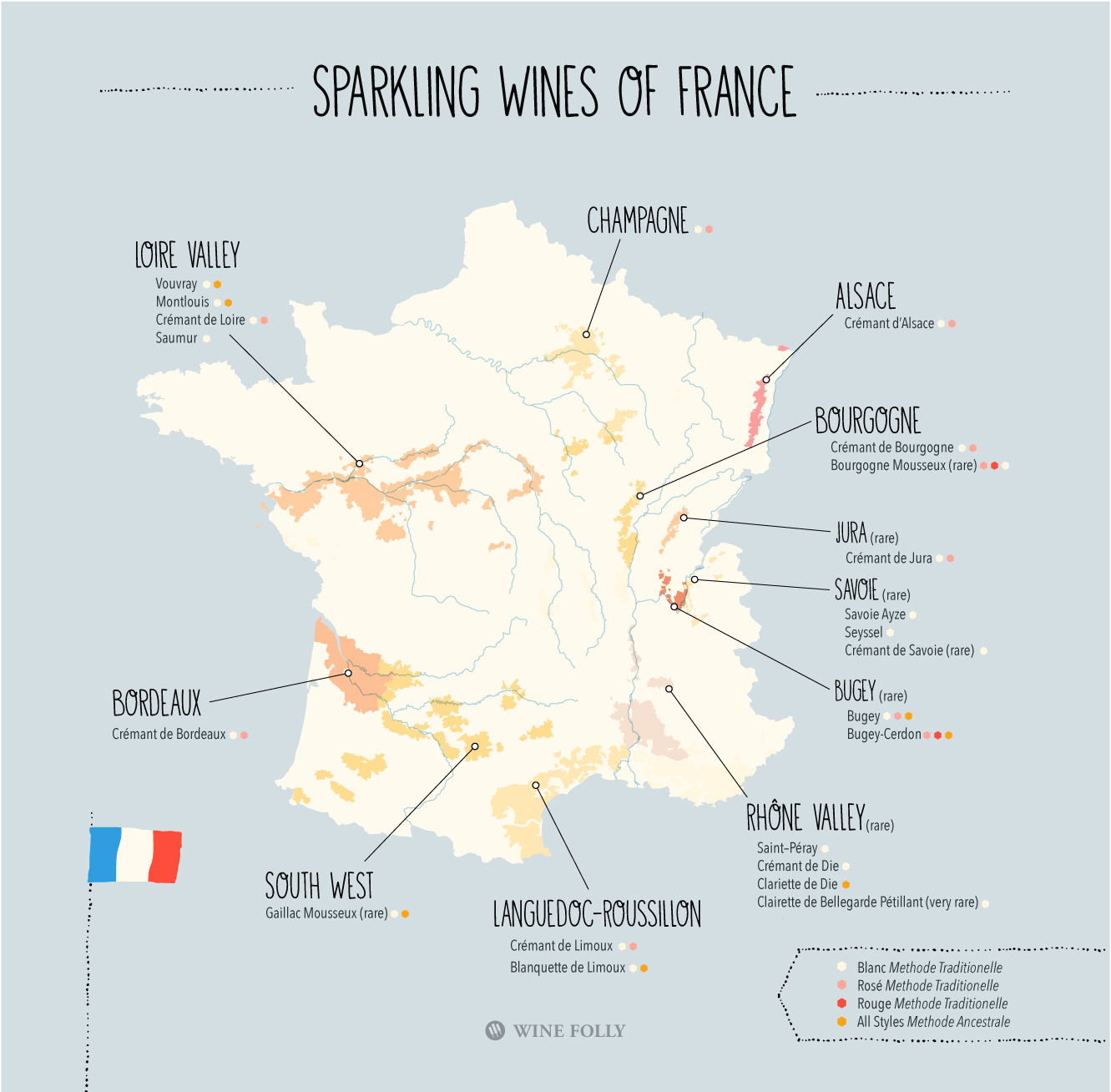 Francia pezsgők a Champagne-okon túl