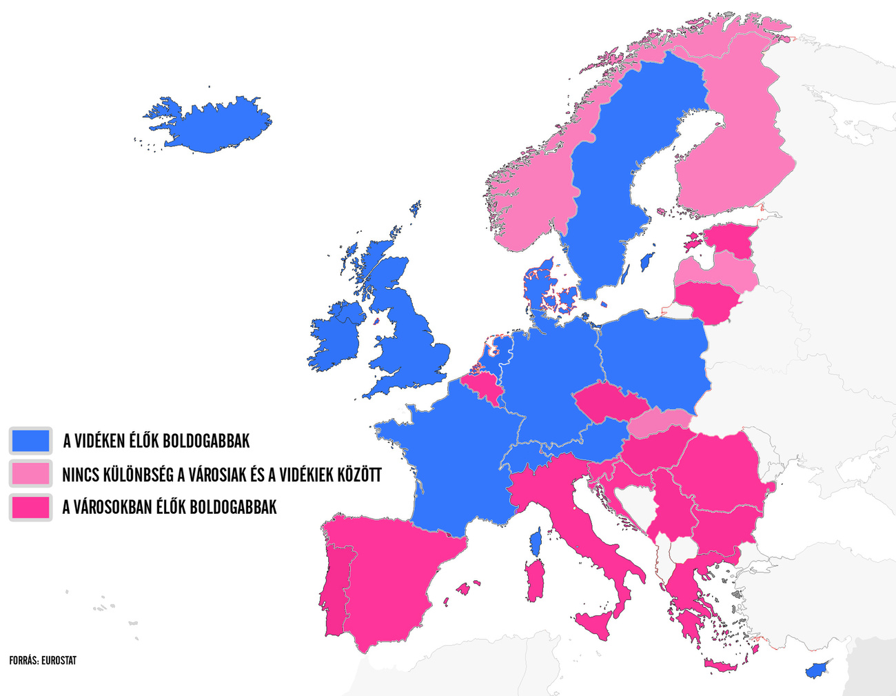 Város vs. vidék. Hol boldogabbak az európaiak?