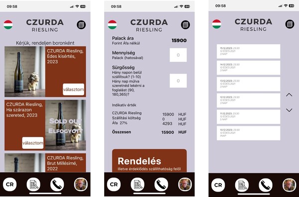 Czurda Henrik borai a saját fejlesztésű applikáción keresztül is elérhetőek (X)