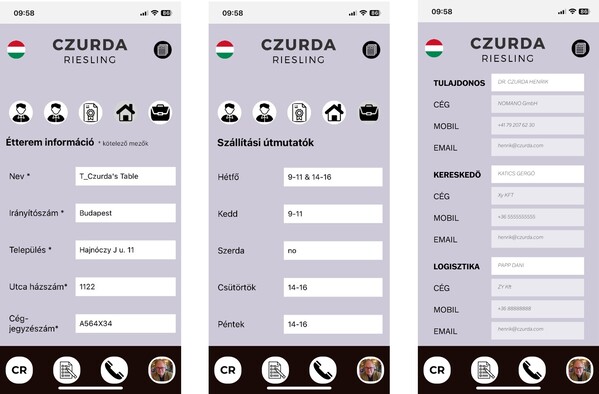 Czurda Henrik borai a saját fejlesztésű applikáción keresztül is elérhetőek (X)
